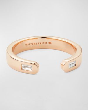 Ottoline Rose Gold Open Band Ring with 2 Gypsy-Set Baguette Diamonds