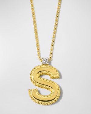 Princess 18K Yellow Gold Diamond Initial Necklace, S