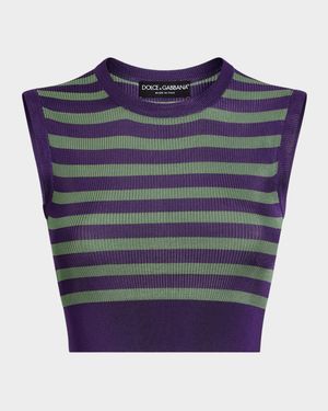 Striped Rib Crop Tank Top