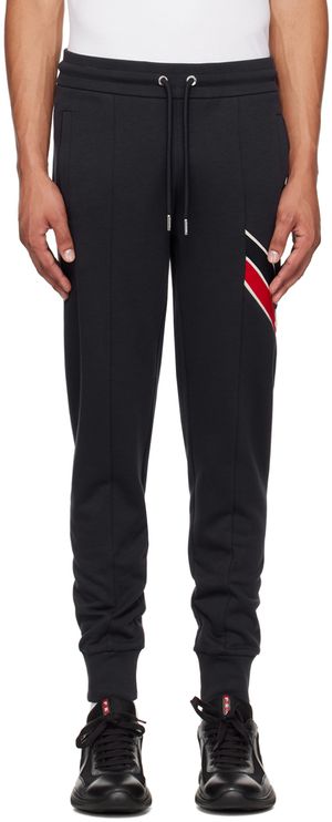 Moncler Pantalon de survêtement bleu marine à garniture à rayures