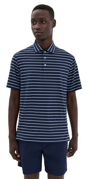 RLX Ralph Lauren Striped Lightweight Airflow Polo Refined Navy Multi XXL