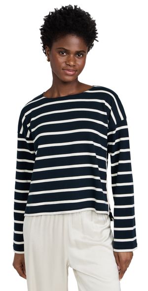 La Ligne Breton Long Sleeve Tee Navy/Ecru XL