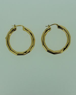 18k Yellow Gold Oro Faceted Hoops 38mm