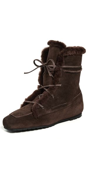 AEYDE Paul Suede Shearling Boots Moka 38