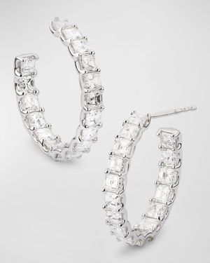 18K White Gold Inside Out Diamond Hoop Earrings, 5.10tcw, 1"L
