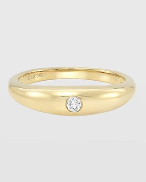 14k Gold Diamond Dome Band, Size 7-8