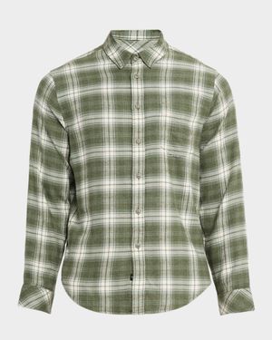 Men's Lennox Brushed Cotton Plaid Button-Down Shirt with Pocket