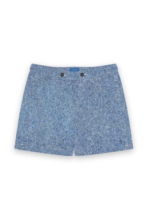 Apnee - Short de bain imprimé ceinture plate à boutons et fermeture éclair - Taille 2XL - Bleu