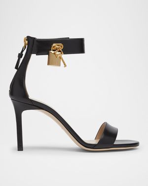 Leather Stiletto Sandals with Padlock