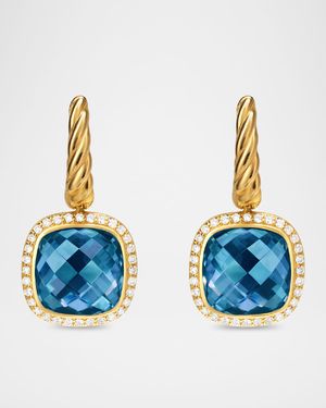 Albion Drop Earrings with Gemstones and Diamonds in 18K Gold, 10mm