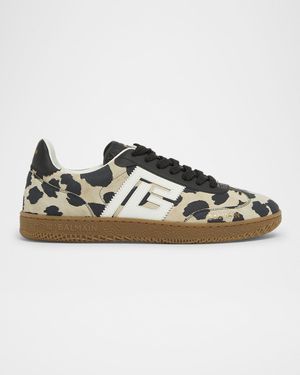 Swan Snow Leopard-Print Suede Low-Top Sneakers