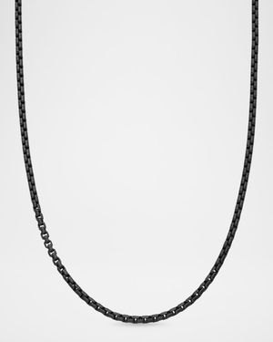 Small Black Box Chain Necklace, 24"