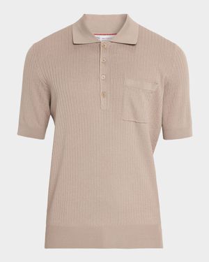 Men's Cotton Textured Rib-Knit Polo Shirt