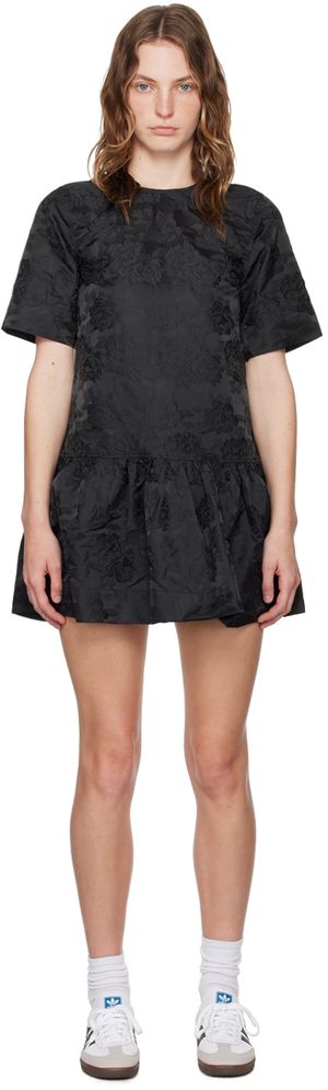 GANNI Black Botanical Minidress