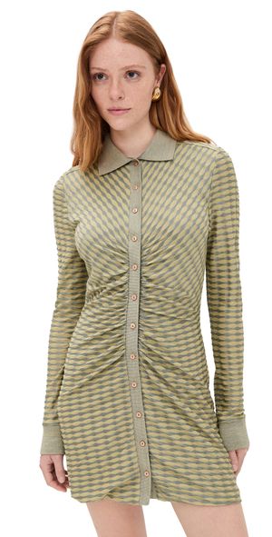 Ramy Brook Ivette Dress Olive Green Scallop M