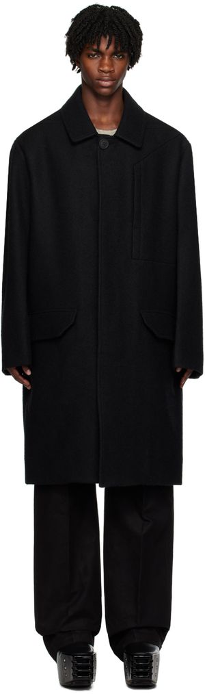 Rick Owens Black Jumbo Mac Coat