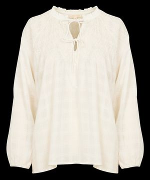 Louise Misha - Blouse brodée à nouer au col - Taille 40 - Beige