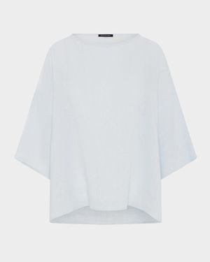 Sloped-Shoulder Wide A-Line Scoop-Neck Top (Mid Length)