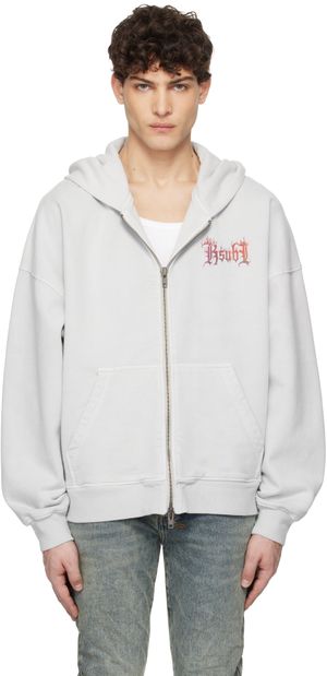Ksubi Gray Fuego Ekcess Zip Thru Hoodie