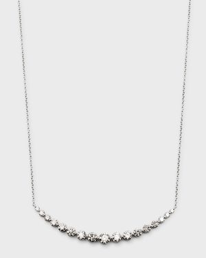 18k White Gold Large Single-Prong Smiley Diamond Necklace, 17"L, 1.90tcw