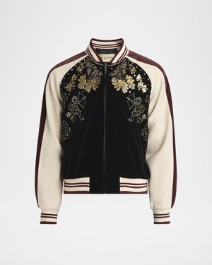 Men's Velvet Embroidered Full-Zip Blouson
