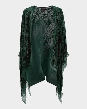 Burnout Velvet Silk-Blend Cape