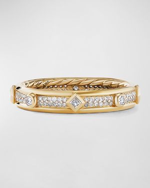 Modern Renaissance Ring with Diamonds in 18K Gold, 4mm
