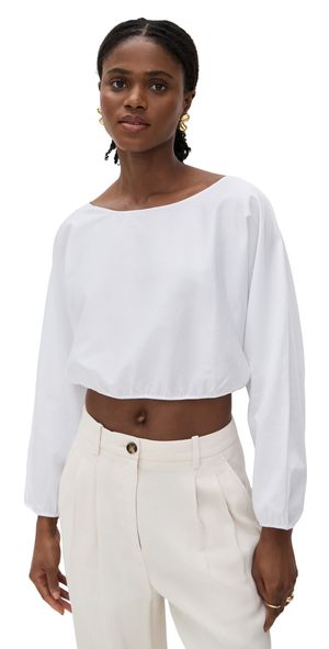 Leset Yoko Long Sleeve Blouson Top White L