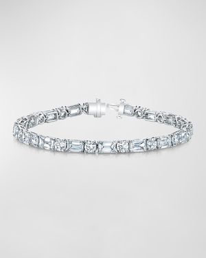 Platinum East-West Alternating Prong-Set Diamond Bracelet, 12.60tcw, 7"L