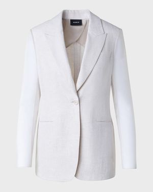Tiziano Linen Blazer Jacket with Organza Sleeves