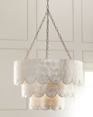 Three-Tiered Scalloped Capiz 3-Light Chandelier