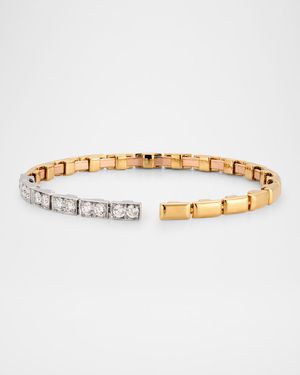 18K Gold Rectangle Bangle Bracelet with Diamonds