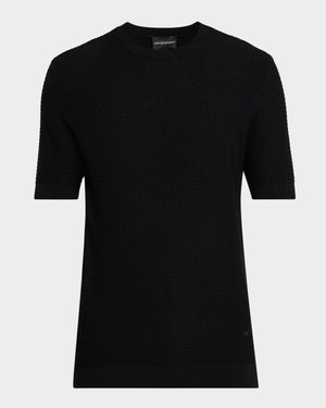 Men's Texture-Knit Stretch Short-Sleeve Sweater