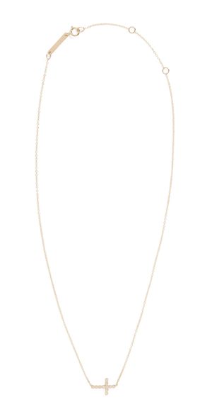 Zoe Chicco 14k Gold Bezel Diamond Cross Necklace 14k Yellow Gold One Size