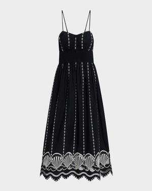 Granada Seashell Embroidered Midi Dress