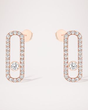 Move Uno 18K Pink Gold Diamond Pave Stud Earrings