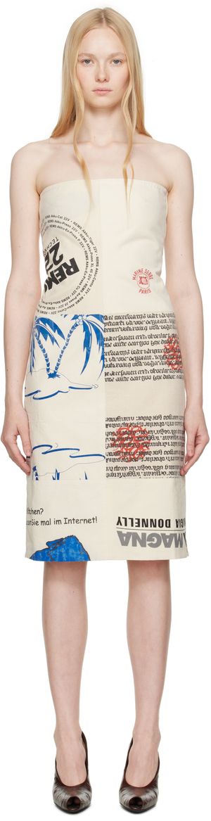 Marine Serre Beige Regenerated Tote Bags Bustier Midi Dress