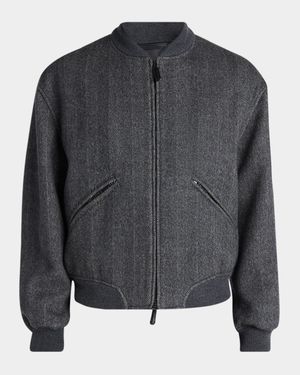 Men's Herringbone Cashmere and Wool Bomber Jacket