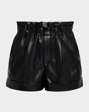 Reagan Vegan Leather Paperbag Shorts