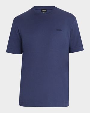 Men's Embroidered Logo Cotton Crewneck T-Shirt