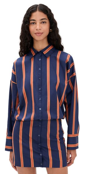 STAUD Cynthia Dress Railroad Stripe XL