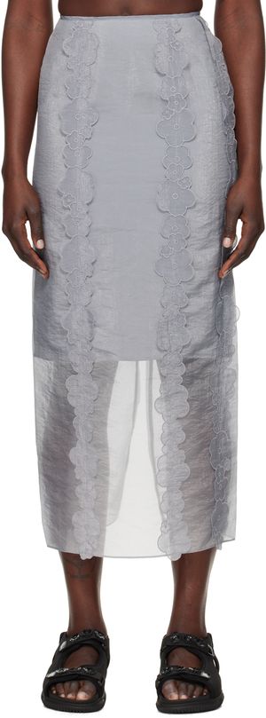 Cecilie Bahnsen Gray Olympia Midi Skirt