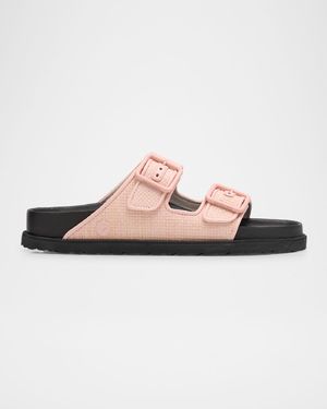 Milano Raffia Dual-Buckle Slide Sandals