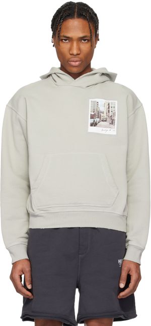 Helmut Lang Gray Brooklyn Postcard Hoodie