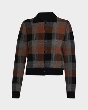 Cashmere Plaid Button-Front Sweater