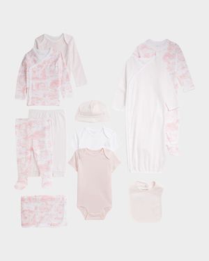 Girl's 11-Piece Cotton Interlock Gift Set, Size Newborn-9M