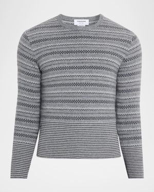 Men's Cashmere Jacquard Multi-Stripe Crewneck Sweater