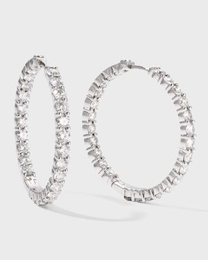 18K White Gold Diamond Hoop Earrings, 35mm, 5.55tcw