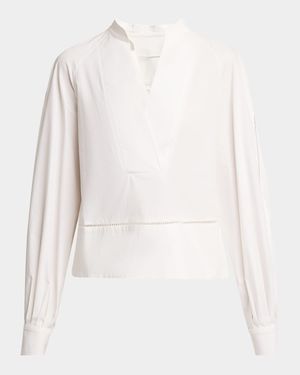 Grayson Ladder Stitch Poplin Top