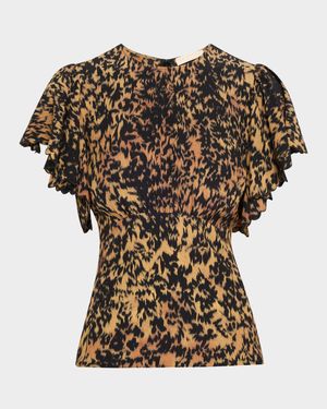 Nejma Flutter-Sleeve Blouse